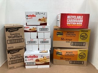 QTY OF ASSORTED FOOD ITEMS TO INCLUDE 2 X BOXES OF MCVITIES TOASTING WAFFLES 10 X 8 WAFFLES BB: 10/24: LOCATION - F12