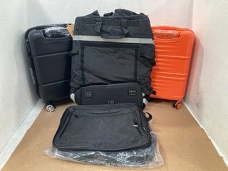 QTY OF ASSORTED TRAVEL BAGS AND SUITCASES IN ORANGE AND BLACK: LOCATION - F6