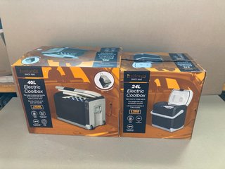 2 X ASSORTED 24 AND 40L ELECTRIC COOL BOXES IN GREY: LOCATION - F5