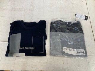 2 X ARMANI EXCHANGE MENS PRINTED TSHIRTS IN BLACK SIZE: L: LOCATION - F0