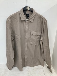 ARMANI EXCHANGE MENS TEXTURED BUTTON UP SHIRT IN BROWN SIZE: XL: LOCATION - F0