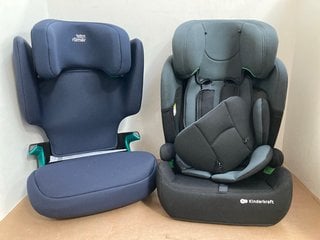 KINDERKRAFT HIGH BACK CHILDREN'S CAR SEAT IN BLACK TO INCLUDE BRITAX ROMER ADVENTURE PLUS 2 HIGH BACK CHILDRENS CAR SEAT: LOCATION - G1