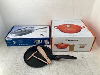 5 X ASSORTED KITCHEN ITEMS TO INCLUDE LE CREUSET 24CM SAUCEPAN: LOCATION - E2