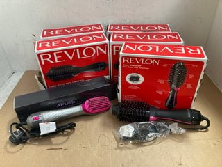 5 X REVLON SALON ONE STEP HAIR DRYER AND VOLUMISERS TO INCLUDE APOKE 3 IN 1 HAIR DRYER AND STRAIGHTENER BRUSH: LOCATION - G3