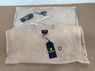 3 X LYLE & SCOTT CHILDRENS CLASSIC CREW NECK JUMPERS IN LIGHT BROWN SIZE: 14 YRS RRP - £100: LOCATION - G10