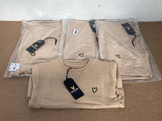 4 X LYLE & SCOTT CHILDRENS CLASSIC CREW NECK JUMPERS IN LIGHT BROWN SIZE: 9 - 10 YRS RRP - £200: LOCATION - G10