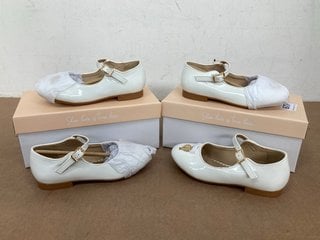 2 X ANGELS FACE CHILDRENS MELISSA BUCKLED SHINE SHOES IN SNOWDROP SIZE: 10: LOCATION - G10