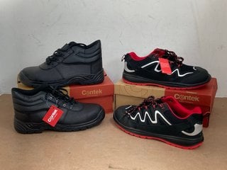 2 X CENTEK FS312 STEEL TOE LACE UP TRAINERS IN BLACK/RED SIZE: 11: LOCATION - G11