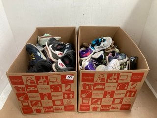 QTY OF ASSORTED CHILDRENS SHOES TO INCLUDE NIKE LOGO PRINT MESH SLIP ON TRAINERS IN GREY AND BLUE SIZE: 12: LOCATION - G12