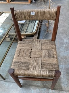 NKUKU WOVEN STYLE DINING CHAIR IN DARK ACACIA WOOD FRAME AND NATURAL WOVEN ROPE FINISH: LOCATION - B6