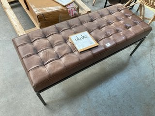 NASAN LEATHER UPHOLSTERED BENCH - RRP £650: LOCATION - B6