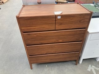 JOHN LEWIS & PARTNERS SCANDI 2+3 DRAWER CHEST IN DARK WALNUT FINISH - RRP £648: LOCATION - A6