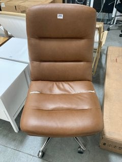 JOHN LEWIS & PARTNERS OFFICE CHAIR IN TAN LEATHER AND CHROME: LOCATION - A6