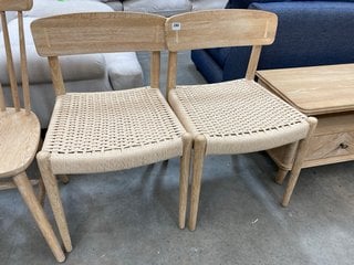 PAIR OF LOAF.COM BASKET DINING CHAIRS IN LIGHT OAK AND NATURAL ROPE FINISH - RRP £460: LOCATION - D7