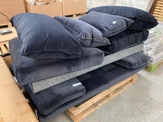 LOAF.COM BRIOCHE LARGE 3 SEATER SOFA IN MIDNIGHT BLUE CLEVER VELVET - RRP £2195: LOCATION - D7