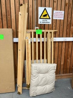 LOAF.COM NOGGIN KING SIZE BED FRAME IN LIGHT OAK AND NATURAL LINEN - RRP £1595: LOCATION - D7