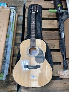 MARTIN SMITH CLASSIC STYLE ACOUSTIC GUITAR IN BLACK AND LIGHT GRAIN WOOD FINISH WITH CARRY BAG IN BLACK: LOCATION - A5