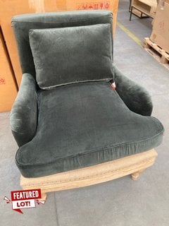 ABE VELVET ARMCHAIR - MOSS - ONE SIZE - RRP £1200: LOCATION - B6