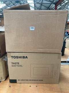 2 X ASSORTED MICROWAVES TO INCLUDE TOSHIBA MICROWAVE OVEN : MODEL MZ-AM20T(BK): LOCATION - C9