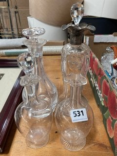 (COLLECTION ONLY) 4 X ASSORTED GLASS CRYSTAL DECANTERS: LOCATION - C9