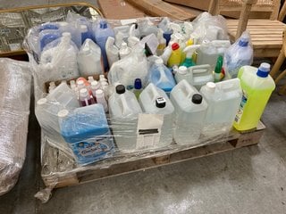 (COLLECTION ONLY) PALLET OF ASSORTED CHEMICALS TO INCLUDE FLASH ALL PURPOSE CLEANER (PLEASE NOTE: 18+YEARS ONLY. ID MAY BE REQUIRED): LOCATION - A3