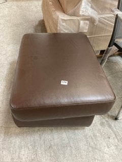 JOHN LEWIS & PARTNERS CAMDEN STORAGE FOOTSTOOL IN CHOCOLATE BROWN LEATHER - RRP £649: LOCATION - A3