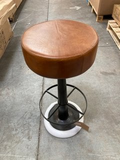 NKUKU NARWANA LEATHER BAR STOOL IN TAN - RRP £250: LOCATION - A4