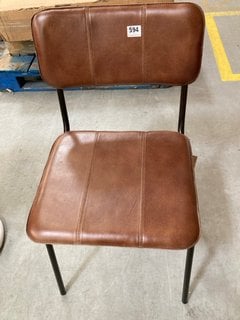 NKUKU UKARI DINING CHAIR IN BROWN LEATHER - RRP £230: LOCATION - A4