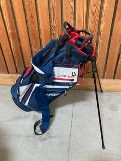 BENROSS PRO LITE GOLF STAND BAG IN NAVY/RED AND WHITE: LOCATION - D7