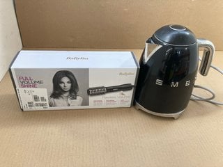 SMEG KETTLE IN BLACK TO INCLUDE BABYLISS FULL VOLUME SHINE HOT AIR BRUSH: LOCATION - BR3