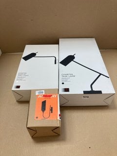 QTY OF ASSORTED ITEMS TO INCLUDE JOHN LEWIS & PARTNERS CHARTER TASK LAMP IN SATIN BLACK FINISH: LOCATION - BR5