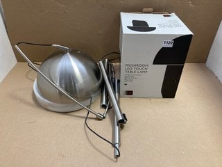 2 X ASSORTED ITEMS TO INCLUDE JOHN LEWIS & PARTNERS MUSHROOM LED TOUCH TABLE LAMP IN MATT FINISH: LOCATION - BR8