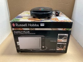 2 X ASSORTED ITEMS TO INCLUDE RUSSELL HOBBS FAMILY PLUS COMBINATION MICROWAVE IN BLACK: LOCATION - BR9