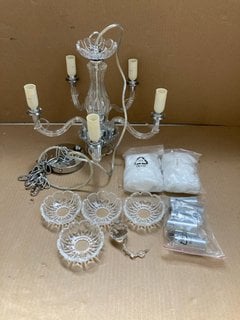 LAURA ASHLEY HARRIET GLASS/CHROME 5 ARM CHANDELIER: LOCATION - BR11