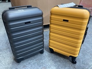 JOHN LEWIS & PARTNERS ANYDAY HARD SHELL SUITCASES CABIN SIZE IN GREY & YELLOW: LOCATION - AR6