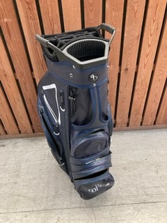 STROMBERG THE OPEN GOLF CADDY BAG IN BLACK AND NAVY: LOCATION - D7