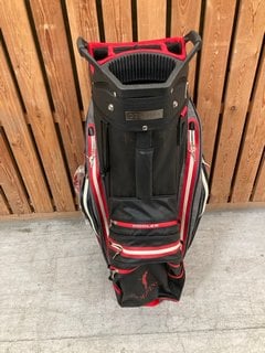 GOLFINO GOLF CADDY BAG IN BLACK/GREY AND RED: LOCATION - D7