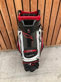 STROMBERG 4.0 ORG GOLF CADDY BAG IN BLACK/WHITE AND RED: LOCATION - D7