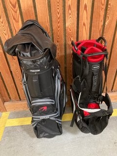 BENROSS PRO LITE 2.0 GOLF CADDY BAG IN BLACK/WHITE AND RED TO INCLUDE BENROSS WATERPROOF DESIGN GOLF CADDY BAG IN BLACK/GREY: LOCATION - D7