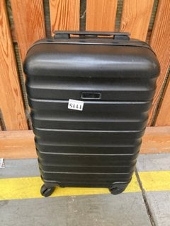 JOHN LEWIS & PARTNERS SMALL HARD SHELL STYLE WHEELED SUITCASE IN BLACK: LOCATION - D7