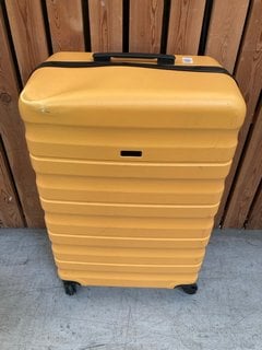 JOHN LEWIS & PARTNERS LARGE HARD SHELL STYLE WHEELED SUITCASE IN YELLOW: LOCATION - D6