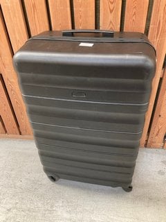 JOHN LEWIS & PARTNERS LARGE HARD SHELL STYLE WHEELED SUITCASE IN BLACK: LOCATION - D6