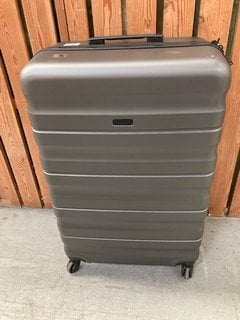 JOHN LEWIS & PARTNERS LARGE HARD SHELL STYLE WHEELED SUITCASE IN GUNMETAL GREY: LOCATION - D6