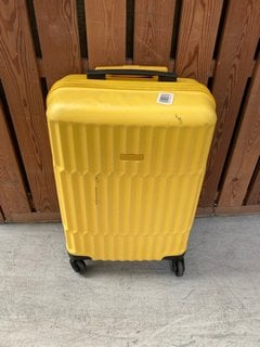 JOHN LEWIS & PARTNERS SMALL HARD SHELL STYLE WHEELED SUITCASE IN YELLOW: LOCATION - D6