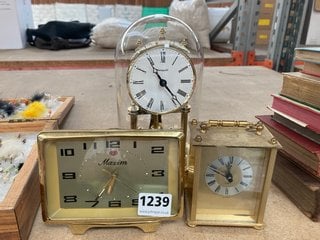 3 X VINTAGE MANTEL CLOCKS: LOCATION - CR