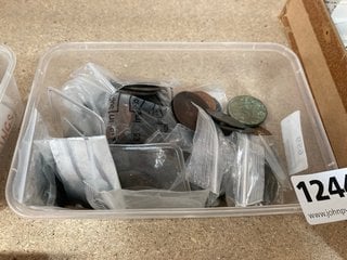 A BOX OF ANTIQUE COINAGE: LOCATION - CR