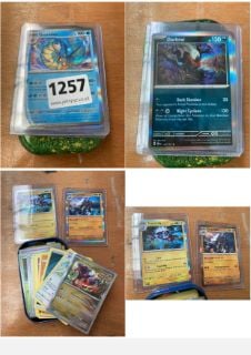 A TIN OF POKEMON CARDS AND SOME HOLOGRAPHIC CARDS: LOCATION - CR