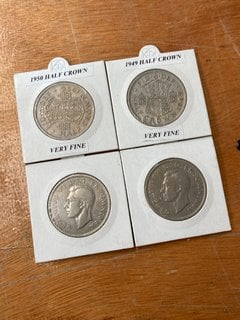 FOUR ANTIQUE HALF CROWN COINS, ALL MARKED 'VERY FINE': LOCATION - CR