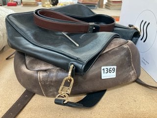 2 X ASSORTED BAGS TO INCLUDE BACKPACK IN VINTAGE BROWN LEATHER - RRP £119: LOCATION - BR12