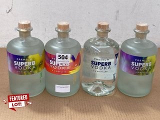 4 X BOTTLES OF ASSORTED VODKA TO INCLUDE SUPERB CLASSIC PREMIUM VODKA 70CL 42% VOL (WE OPERATE A CHALLENGE 25 POLICY. 18+ ID MAY BE REQUIRED UPON COLLECTION/DELIVERY, E.G. A VALID PASSPORT OR PHOTO D